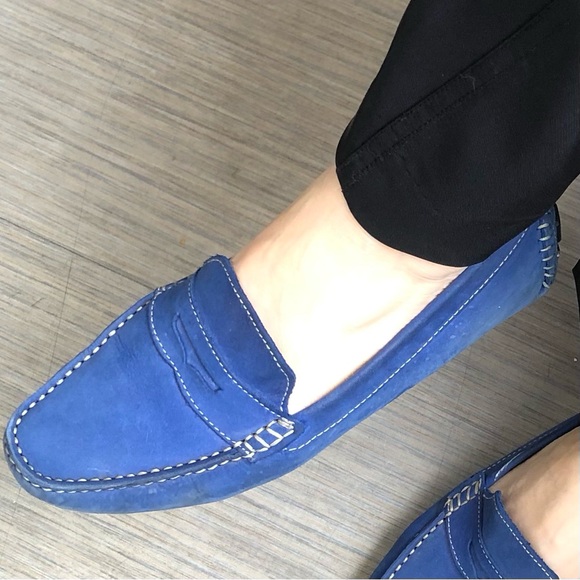 Mercanti Fiorentini Navy Blue Suede Penny Loafers Driving loafers Size 11B - Picture 6 of 7